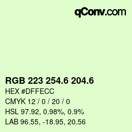 カラーコード: RGB 223 254.6 204.6 | qconv.com