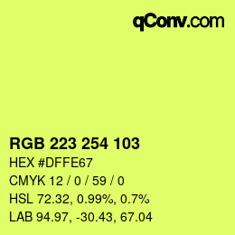 Color code: RGB 223 254 103 | qconv.com