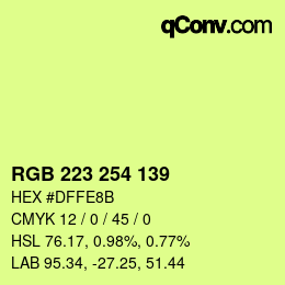 カラーコード: RGB 223 254 139 | qconv.com