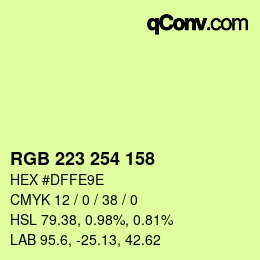 カラーコード: RGB 223 254 158 | qconv.com