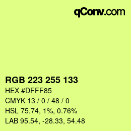 Color code: RGB 223 255 133 | qconv.com