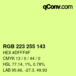 Color code: RGB 223 255 143 | qconv.com