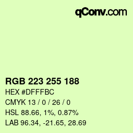 Color code: RGB 223 255 188 | qconv.com