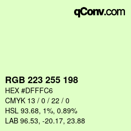 颜色代码: RGB 223 255 198 | qconv.com