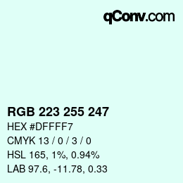 Color code: RGB 223 255 247 | qconv.com