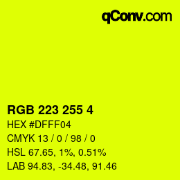 Color code: RGB 223 255 4 | qconv.com