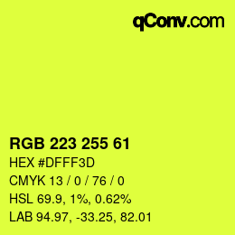 Color code: RGB 223 255 61 | qconv.com