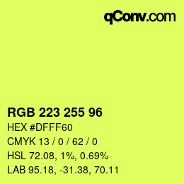 Color code: RGB 223 255 96 | qconv.com