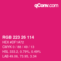 Color code: RGB 223 26 114 | qconv.com