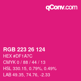 Color code: RGB 223 26 124 | qconv.com