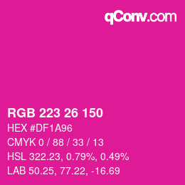 カラーコード: RGB 223 26 150 | qconv.com