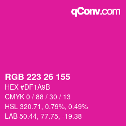 カラーコード: RGB 223 26 155 | qconv.com