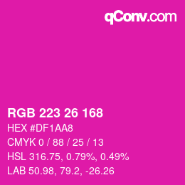 Color code: RGB 223 26 168 | qconv.com