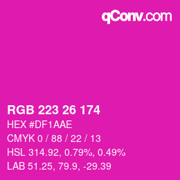 Color code: RGB 223 26 174 | qconv.com