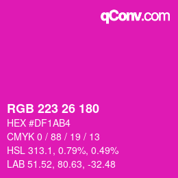 Color code: RGB 223 26 180 | qconv.com