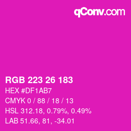 カラーコード: RGB 223 26 183 | qconv.com