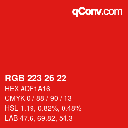 Color code: RGB 223 26 22 | qconv.com
