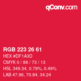 Color code: RGB 223 26 61 | qconv.com