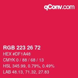 Color code: RGB 223 26 72 | qconv.com