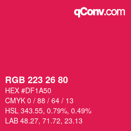 Color code: RGB 223 26 80 | qconv.com