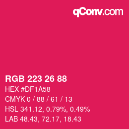 カラーコード: RGB 223 26 88 | qconv.com