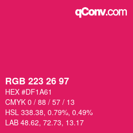 Color code: RGB 223 26 97 | qconv.com