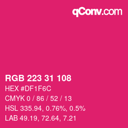 Color code: RGB 223 31 108 | qconv.com