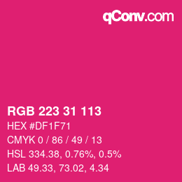 Color code: RGB 223 31 113 | qconv.com