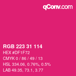 Color code: RGB 223 31 114 | qconv.com