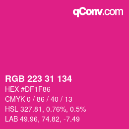 Color code: RGB 223 31 134 | qconv.com