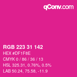 Color code: RGB 223 31 142 | qconv.com