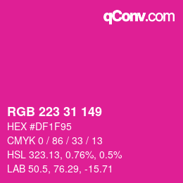 Color code: RGB 223 31 149 | qconv.com