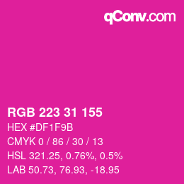Color code: RGB 223 31 155 | qconv.com