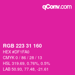 カラーコード: RGB 223 31 160 | qconv.com