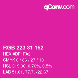 Color code: RGB 223 31 162 | qconv.com