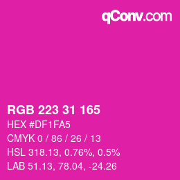 カラーコード: RGB 223 31 165 | qconv.com
