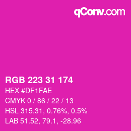 Color code: RGB 223 31 174 | qconv.com