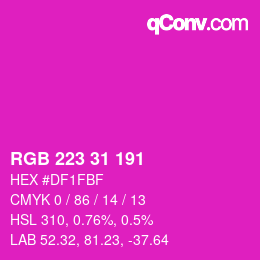 Color code: RGB 223 31 191 | qconv.com