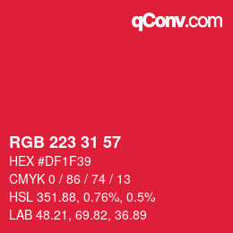 Color code: RGB 223 31 57 | qconv.com