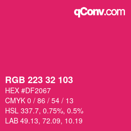 Color code: RGB 223 32 103 | qconv.com
