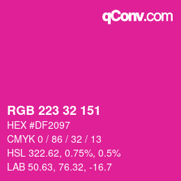 Color code: RGB 223 32 151 | qconv.com