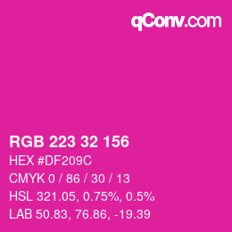 Color code: RGB 223 32 156 | qconv.com