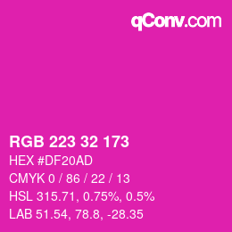 Color code: RGB 223 32 173 | qconv.com