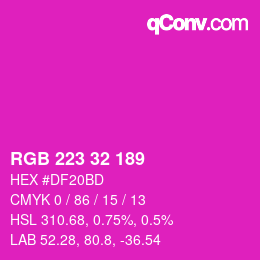 Color code: RGB 223 32 189 | qconv.com