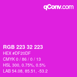 Color code: RGB 223 32 223 | qconv.com