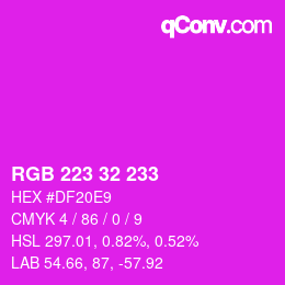 Color code: RGB 223 32 233 | qconv.com