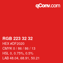 Color code: RGB 223 32 32 | qconv.com