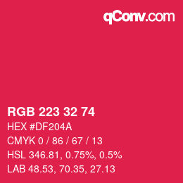 Color code: RGB 223 32 74 | qconv.com