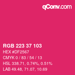 Color code: RGB 223 37 103 | qconv.com