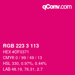 Color code: RGB 223 3 113 | qconv.com